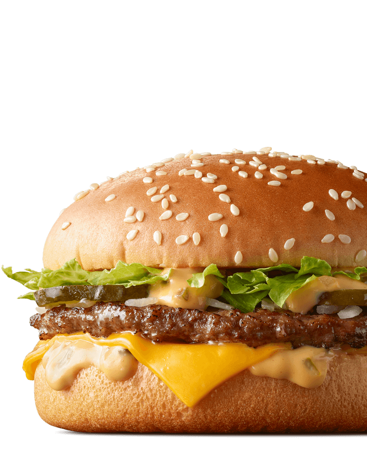 two all-beef patties, special sauce, lettuce, cheese, pickles, onions on a sesame seed bun.